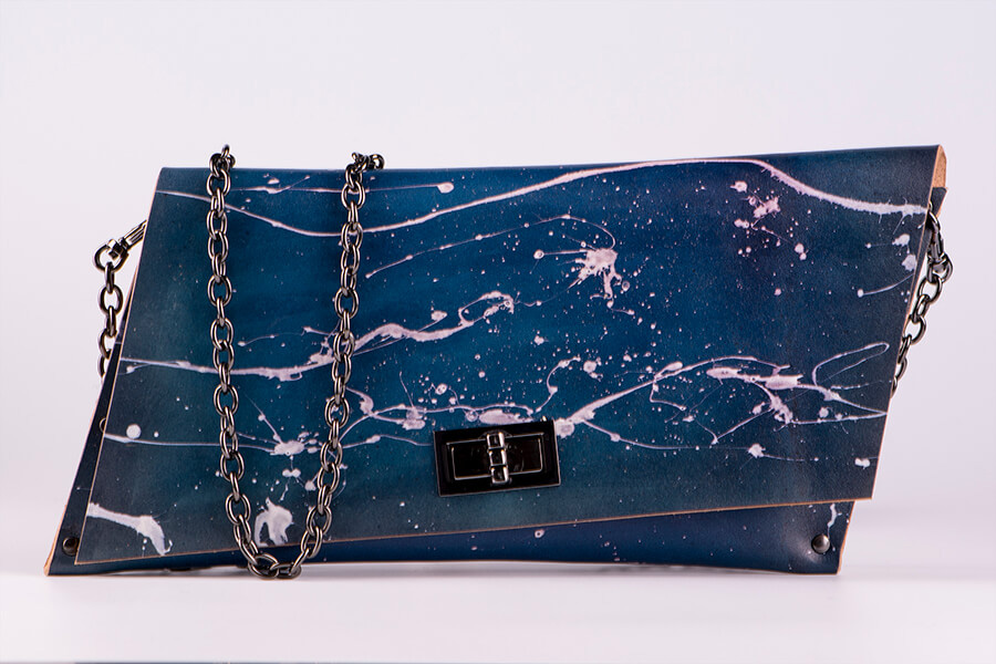 Genuine Leather Splatter Shoulder Chain Bag 